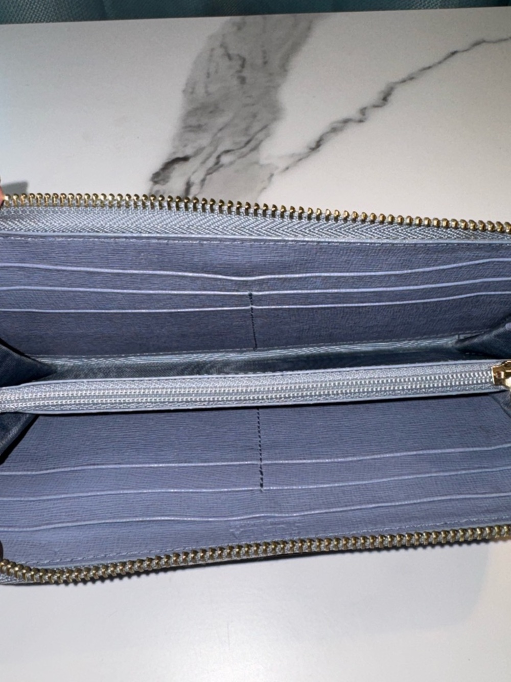 Furla Periwinkle Saffiano Three-Quarter Zip Wallet - Picture 8 of 11